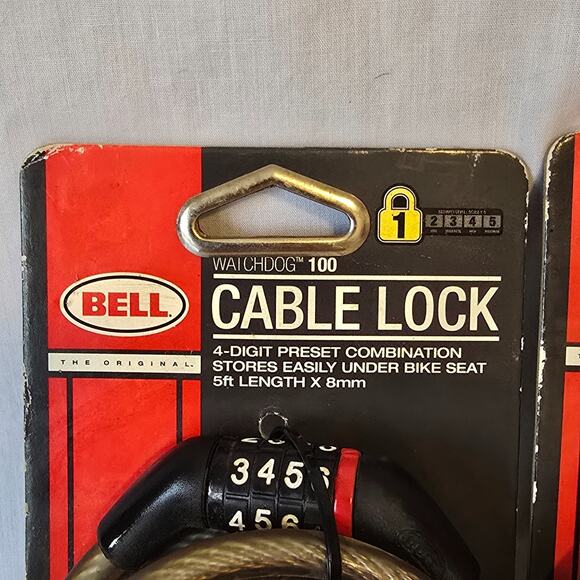 Bell Sports Watchdog 5 Ft. x 8mm 4-Digit Preset Combination Bicycle Lock 2 Pack - Picture 5 of 6